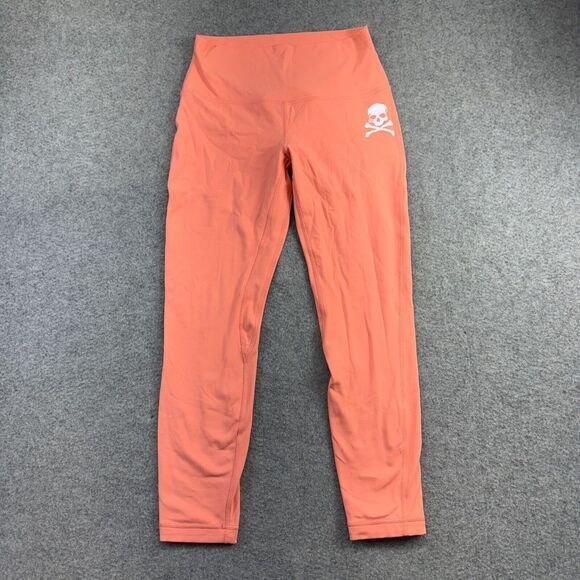 Lululemon LW5CTCS High-Rise Leggings Women's Sz 8 Coral Orange Yoga‎ Pants Skull - Picture 1 of 9